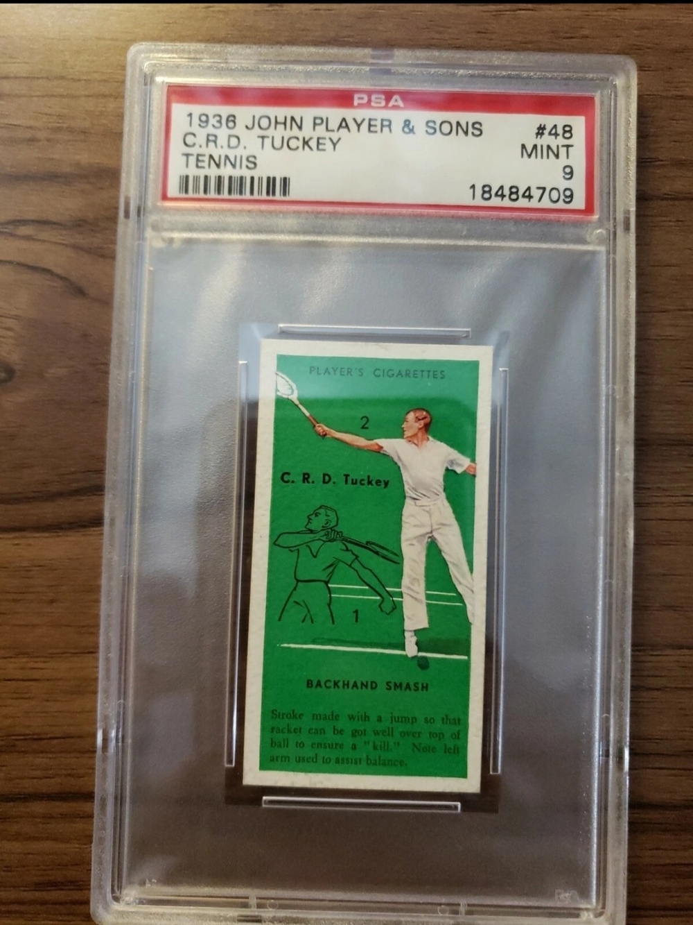 1936 John Player And Sons C.R.D Tuckey Tennis Card PSA 9 Mint